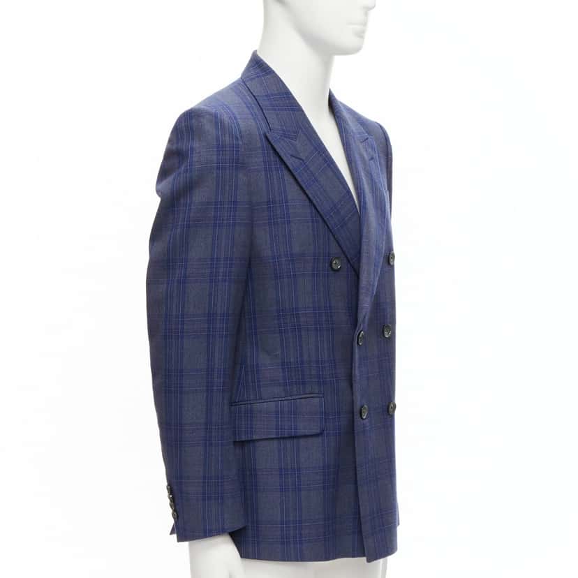 Alexander Mcqueen Double Breasted Blazer Blue Wool Never worn - Inside View