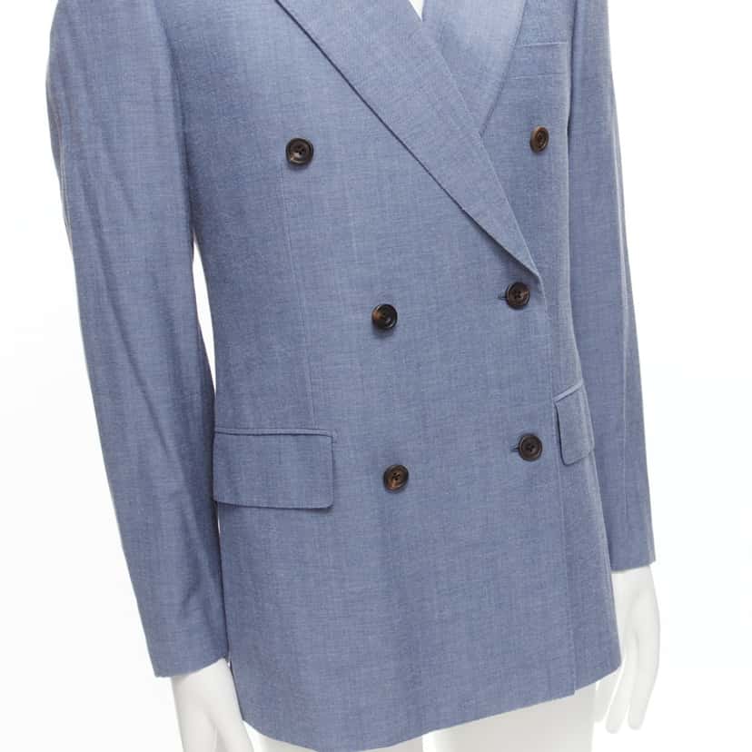 Unsigned Double Button Blazer Blue Wool Never worn - Back View