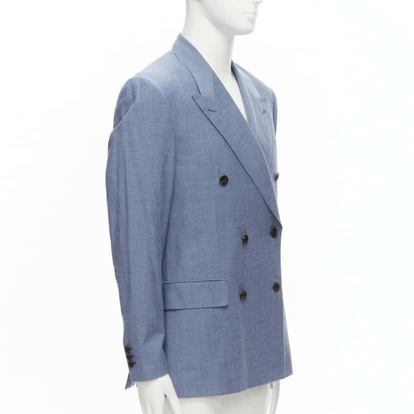 Unsigned Double Button Blazer Blue Wool Never worn - Inside View