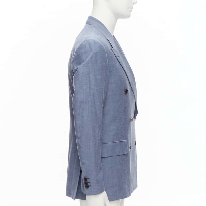 Unsigned Double Button Blazer Blue Wool Never worn - Model View