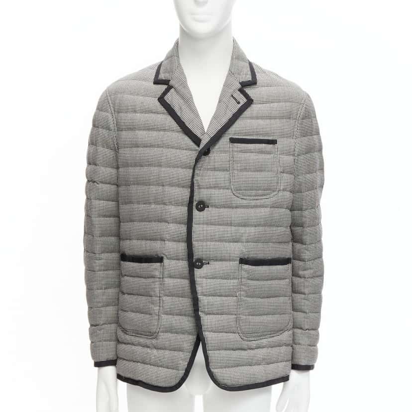 Thom Browne Houndstooth Trim Blazer Black Never worn - Front View