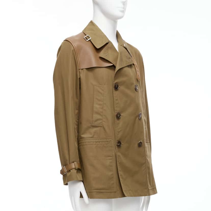 Gucci Brown Wool Trench Coat Brown Leather Very good condition - Inside View