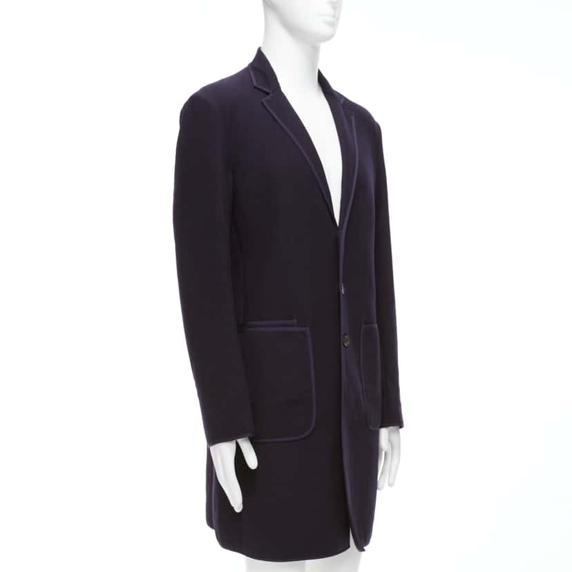 Neil Barrett Navy Ribbon Long Coat Navy Wool Never worn - Inside View