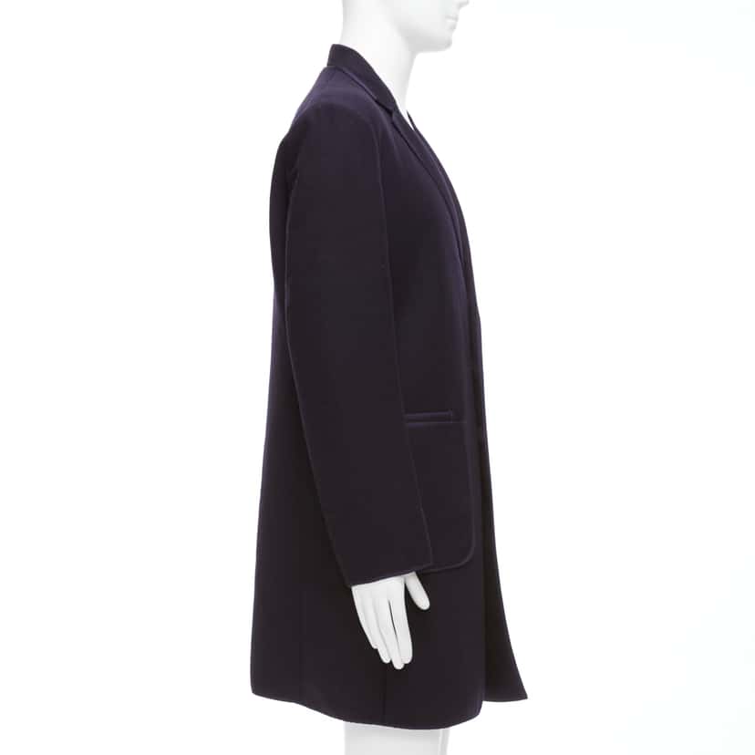 Neil Barrett Navy Ribbon Long Coat Navy Wool Never worn - Model View