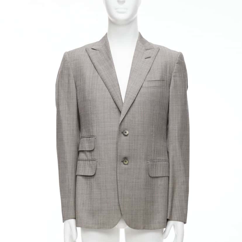 Gucci Checkered Boxy Blazer Grey Wool Never worn - Front View