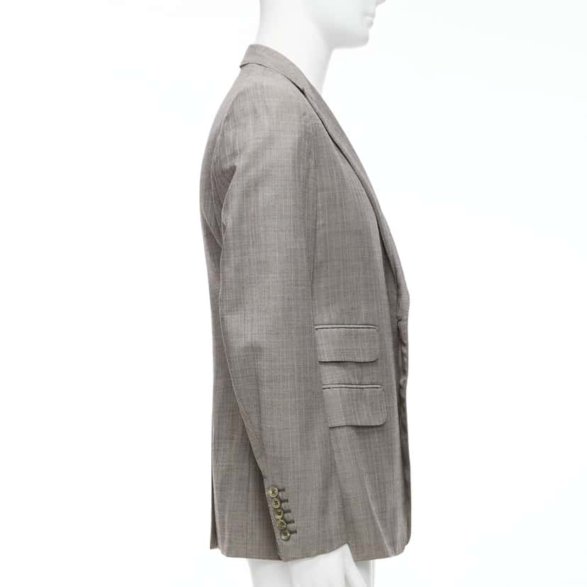 Gucci Checkered Boxy Blazer Grey Wool Never worn - Model View