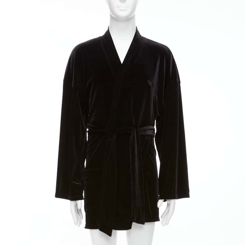 Emporio Armani Black Velvet Robe Jacket Black Velvet Never worn - Front View