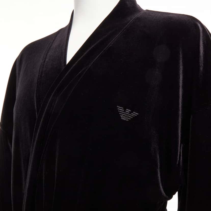 Emporio Armani Black Velvet Robe Jacket Black Velvet Never worn - Back View