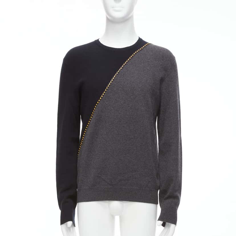 Berluti Lambskin Split Sweater Grey Wool Never worn - Front View
