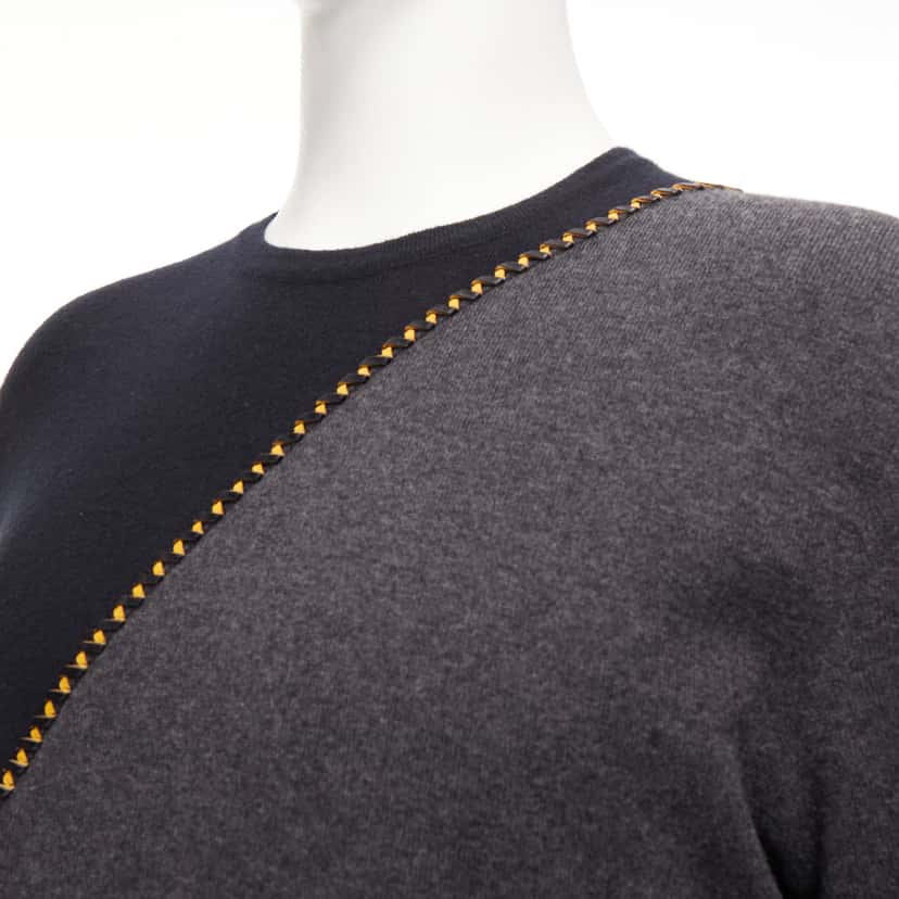 Berluti Lambskin Split Sweater Grey Wool Never worn - Back View