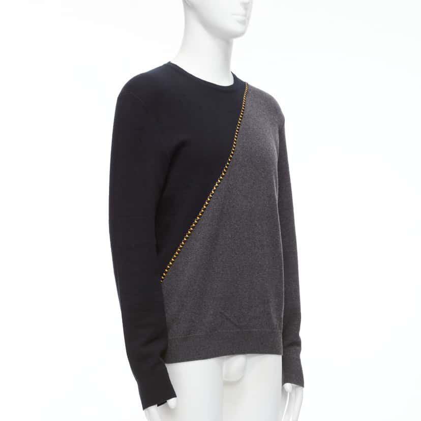 Berluti Lambskin Split Sweater Grey Wool Never worn - Inside View