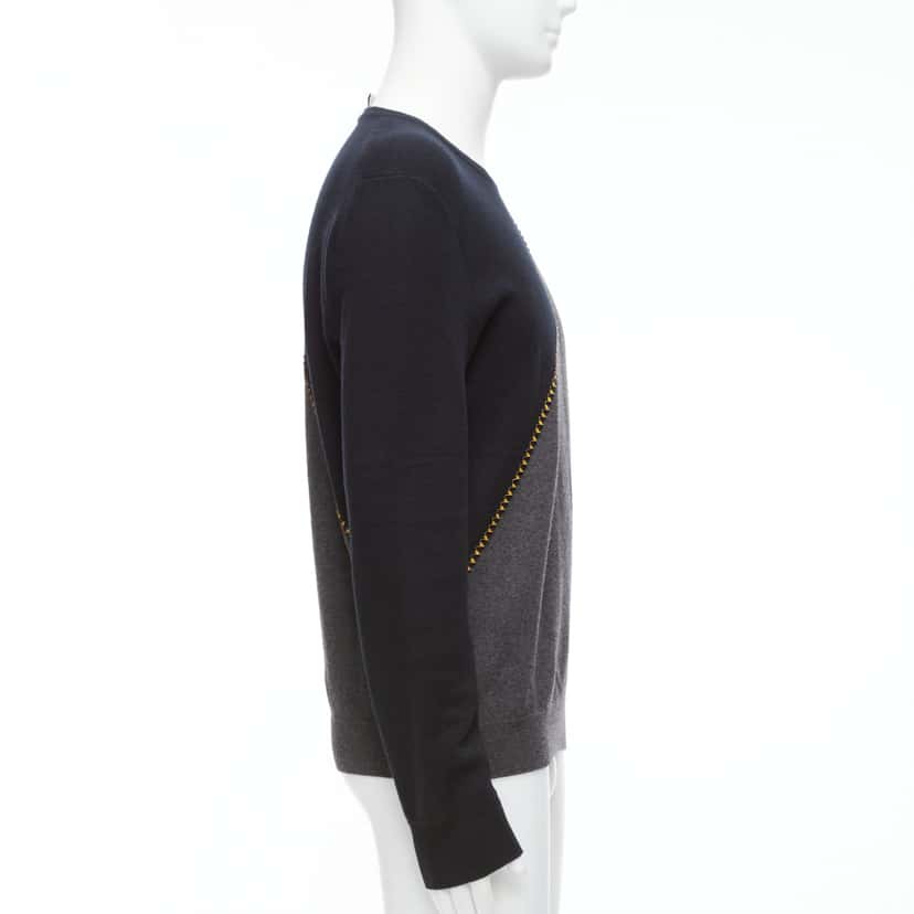 Berluti Lambskin Split Sweater Grey Wool Never worn - Model View