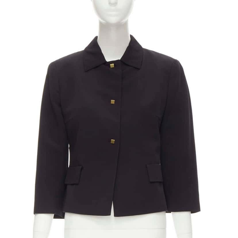 Valentino Garavani Square Button Blazer Black Cotton Never worn - Front View