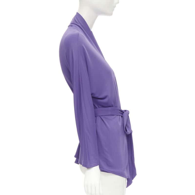 Hermès Layered Belted Cardigan Purple Viscose Never worn - Model View