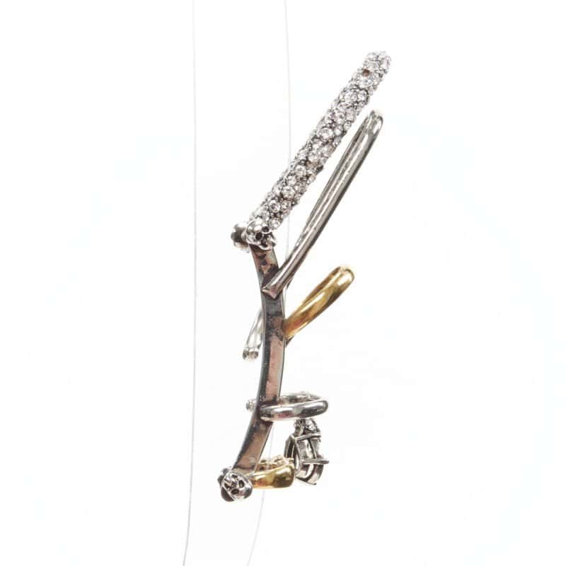 Alexander McQueen Crystal Ring Earrings Silver Metal Never worn - Front View