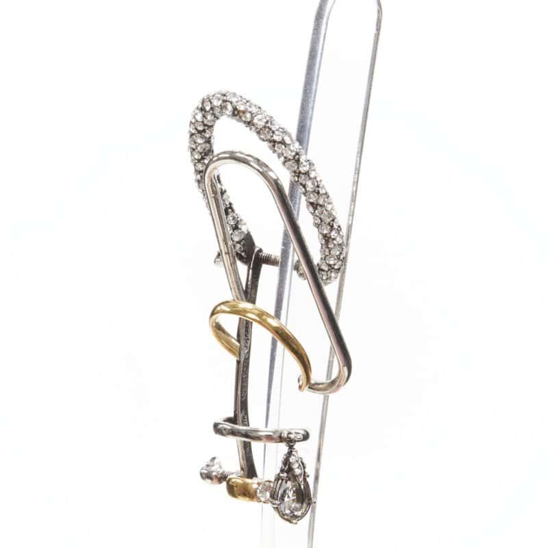 Alexander McQueen Crystal Ring Earrings Silver Metal Never worn - Model View