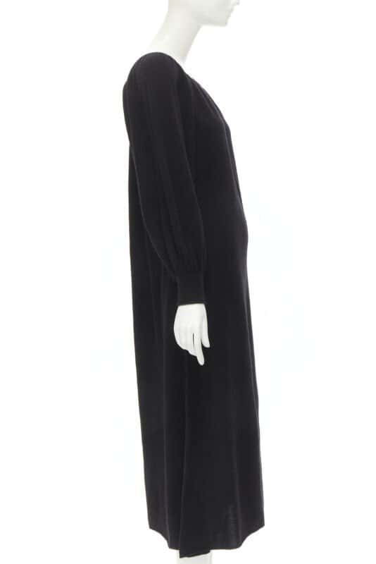 Ryan Roche Pleated Bubble Dress Black Cashmere Never worn - Model View
