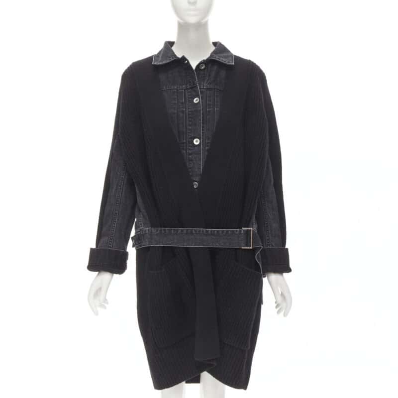 Sacai Reconstructed Denim Coat Black Never worn - Front View