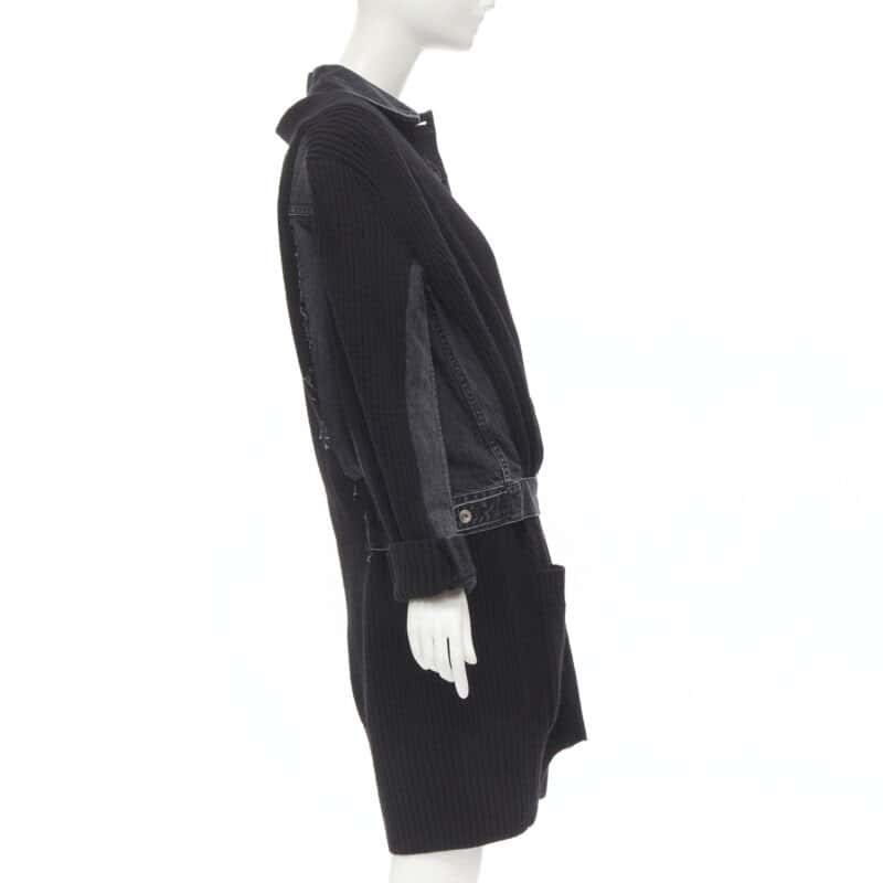 Sacai Reconstructed Denim Coat Black Never worn - Model View