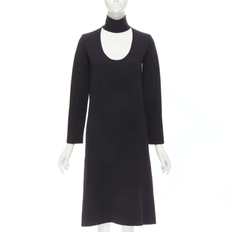 Bottega Veneta Cut Out Collar Dress Black Viscose Never worn - Front View