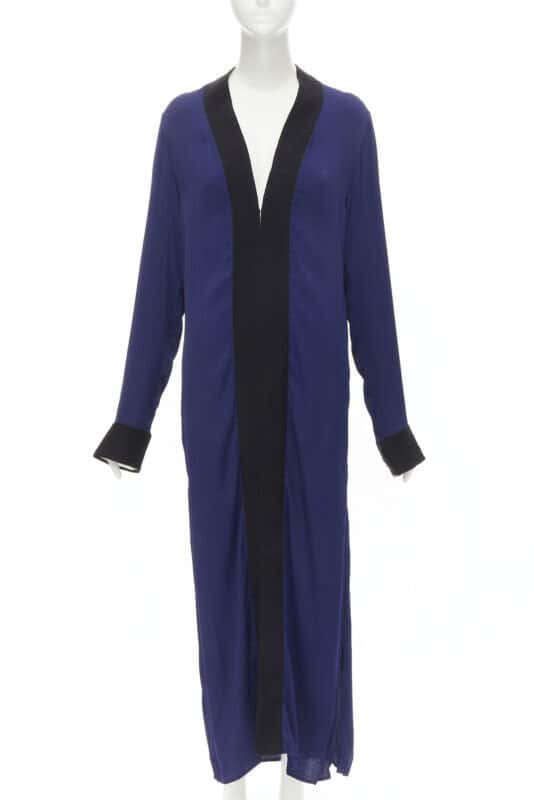 Haider Ackermann Silk Trim Robe Jacket Blue Polyester Never worn - Front View