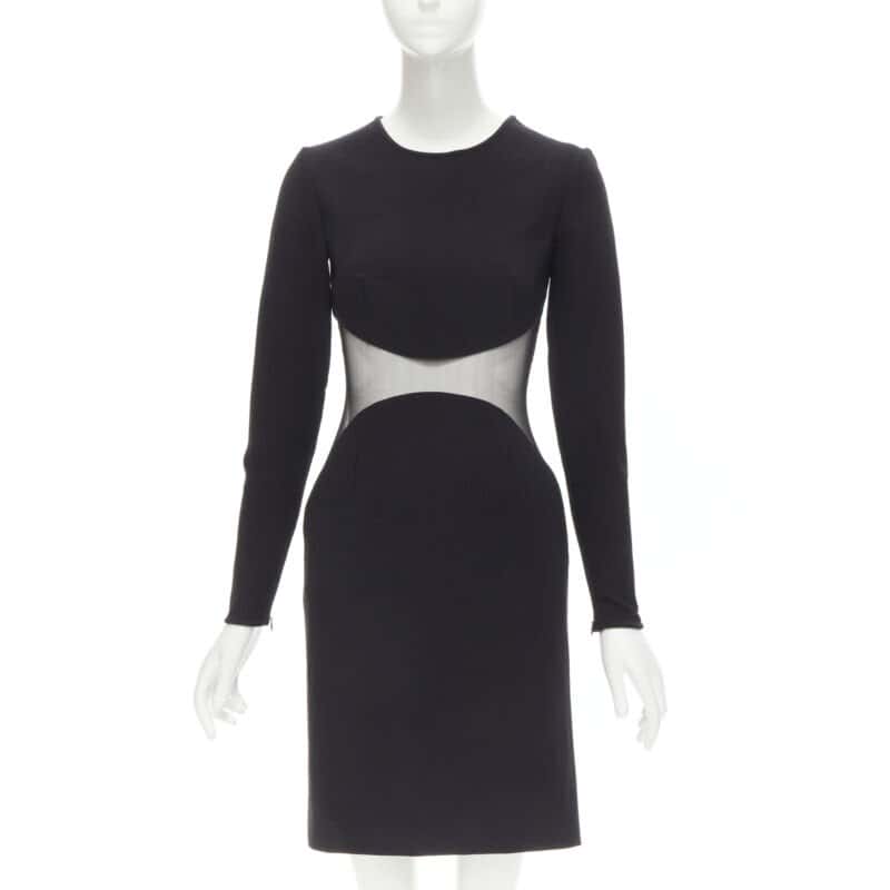 Stella McCartney Illusion Bodycon Dress Black Wool Never worn - Front View