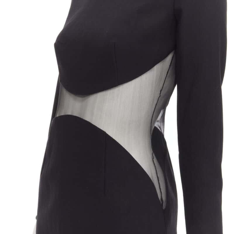 Stella McCartney Illusion Bodycon Dress Black Wool Never worn - Back View