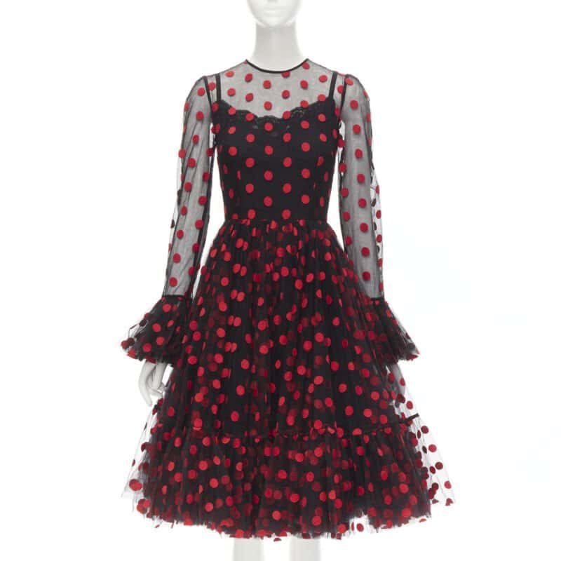 Dolce & Gabbana Polka Dot Dress Black Never worn - Front View