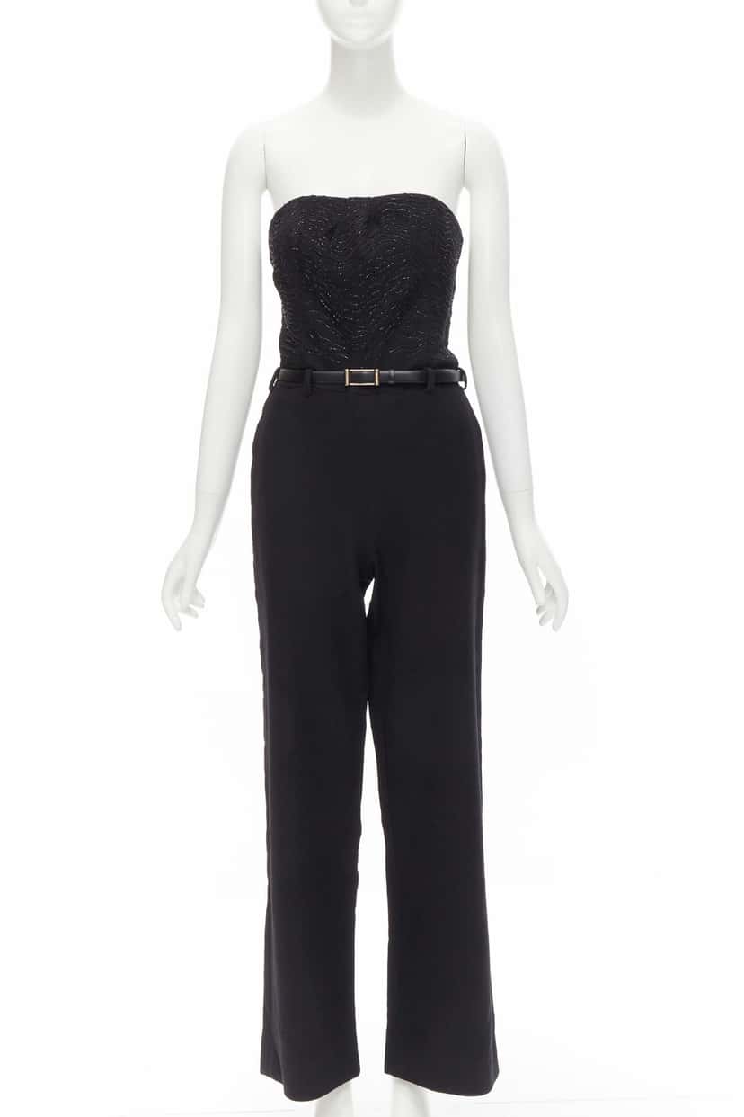 Jason Wu Bead Corset Jumpsuit Black Wool Very good condition - Front View