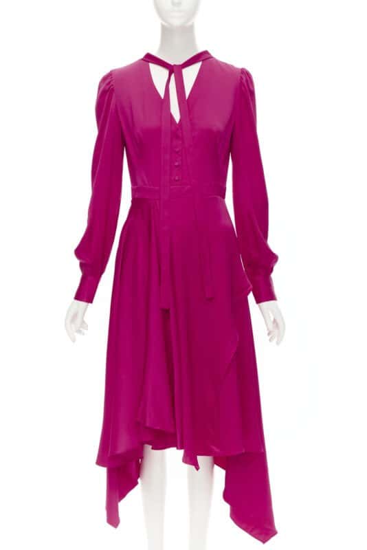 Alexander McQueen Pussy Bow Dress Pink Silk Very good condition - Front View