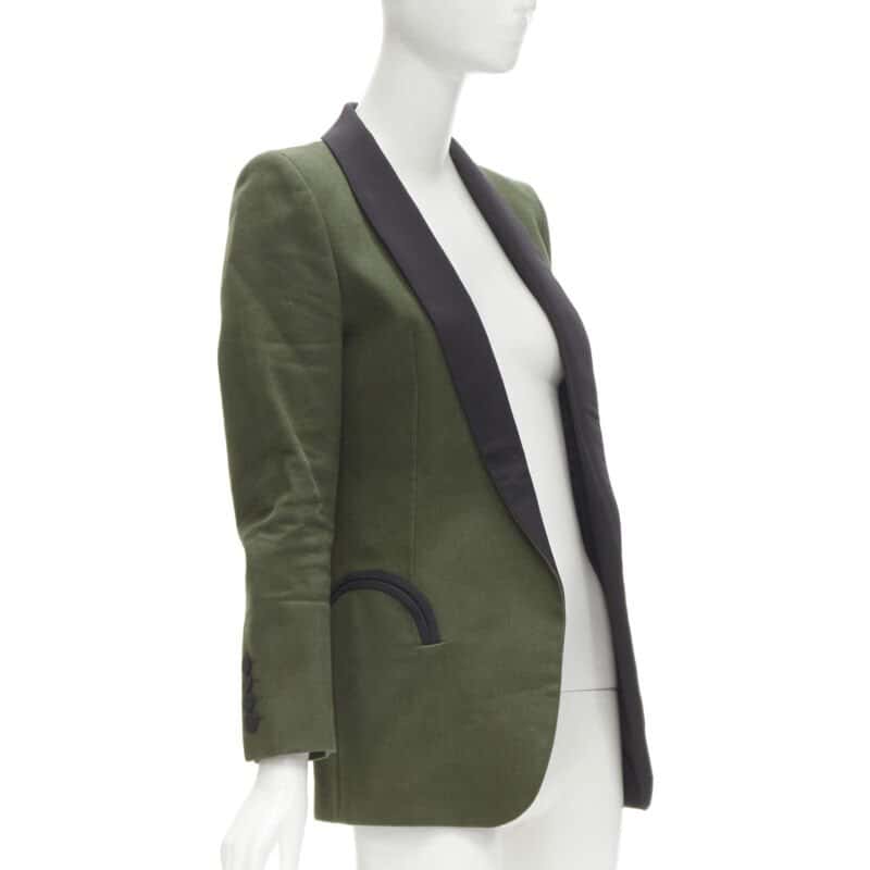 Blaze Milano Khaki Curved Shawl Blazer Green Cotton Very good condition - Inside View