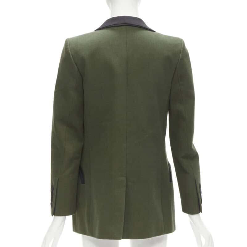 Blaze Milano Khaki Curved Shawl Blazer Green Cotton Very good condition - Box View