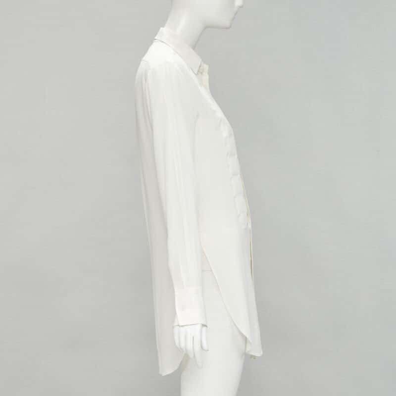 Bottega Veneta Quilted Bib Shirt White Silk Never worn - Model View