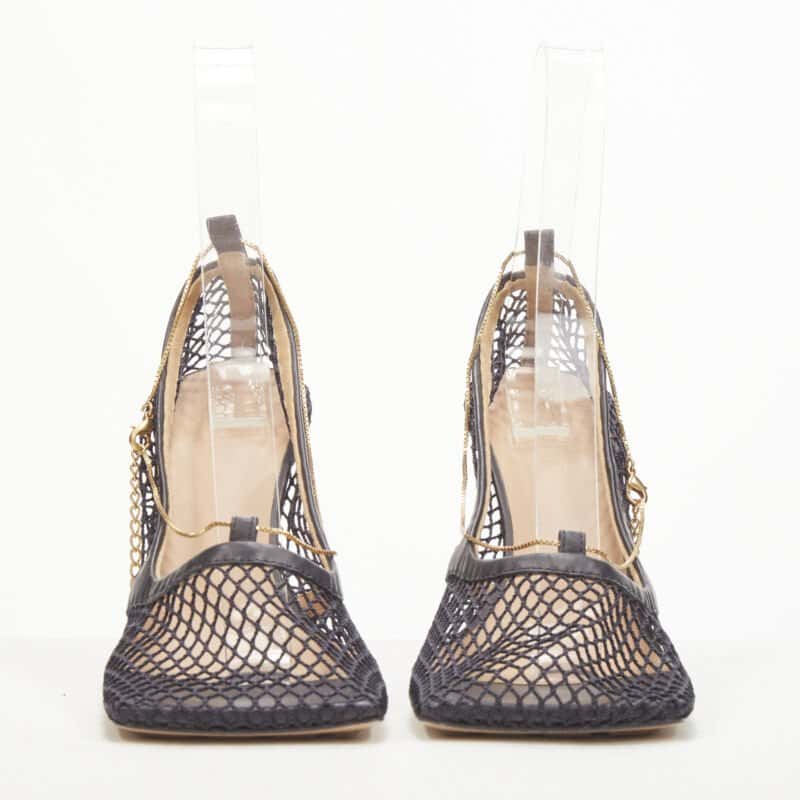 Bottega Veneta Gold Chain Heels Black Polyester Never worn - Inside View