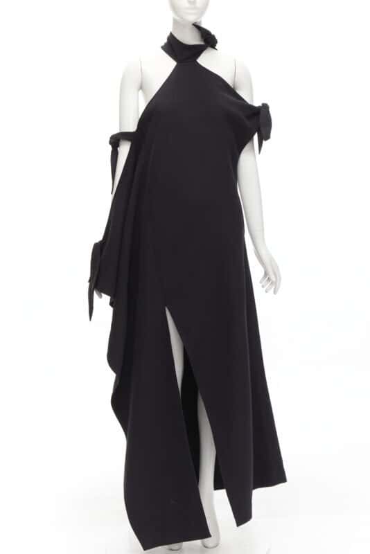 Rosie Assoulin Cold Shoulder Gown Black Cotton Never worn - Front View
