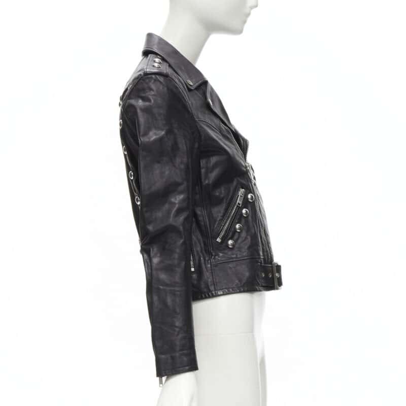 Saint Laurent Studded Vintage Biker Black Leather Never worn - Box View