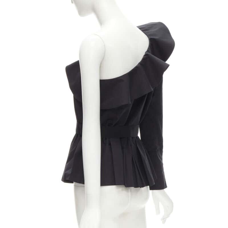 Fendi Ruffle Peplum Top Black Cotton Never worn - Box View