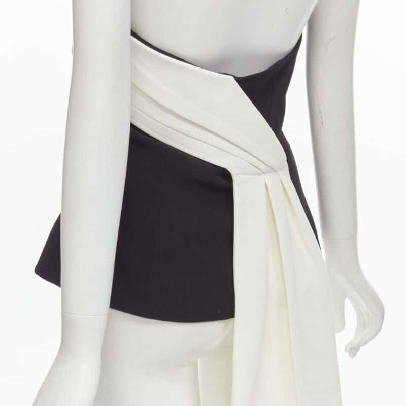 Safiyaa Asymmetrical Train Top Black Polyester Never worn - Back View