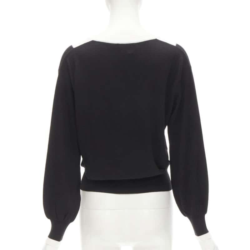 Chanel Varsity Collar Sweater Black Wool Never worn - Box View