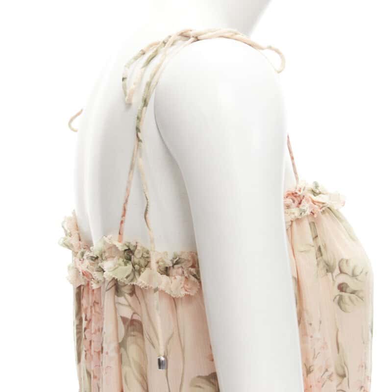 Zimmermann Floral Summer Dress Beige Silk Never worn - Back View