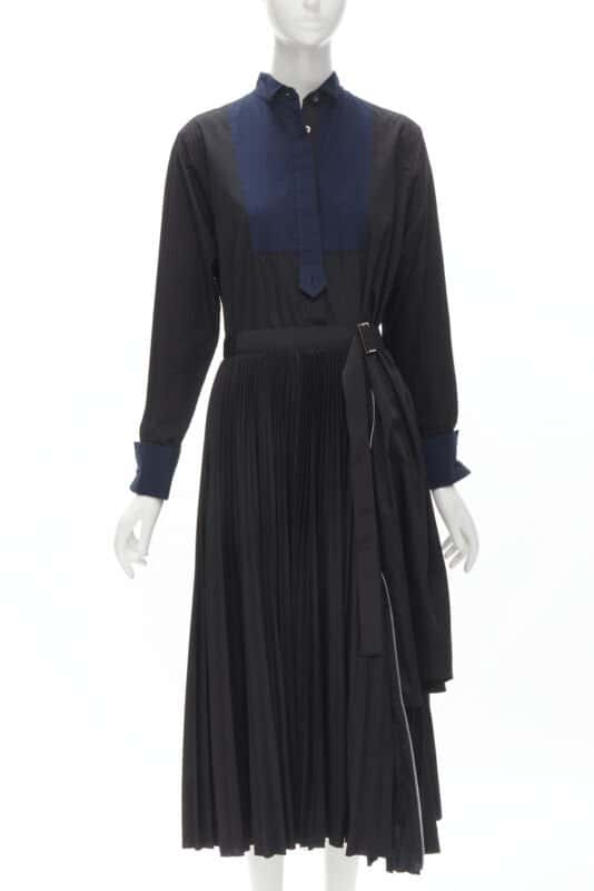 Sacai Tuxedo Bib Dress Black Polyester Never worn - Front View