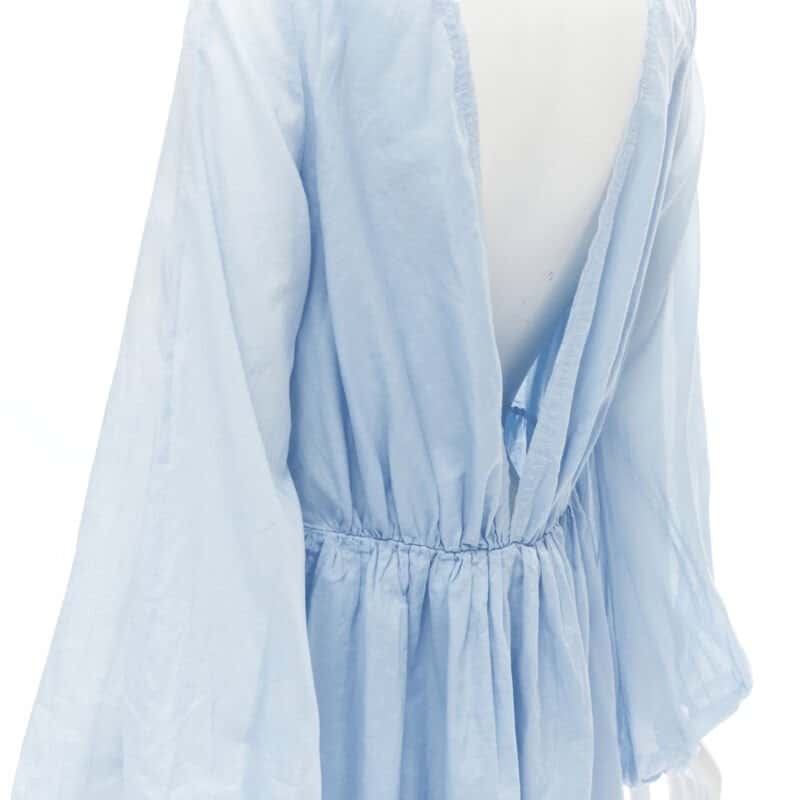 Kalita Plunge Bell Dress Blue Cotton Never worn, with tag - Back View