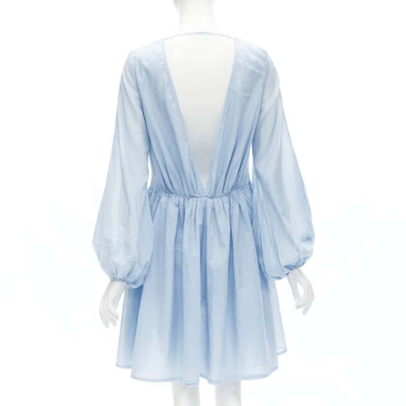 Kalita Plunge Bell Dress Blue Cotton Never worn, with tag - Box View