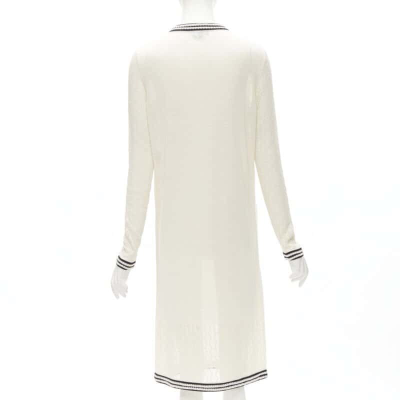 Chanel Crochet Knit Dress Beige Silk Never worn - Box View