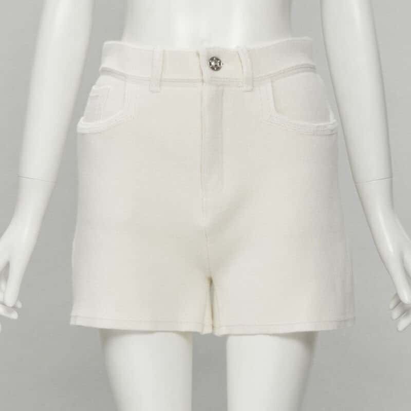 Barrie Cashmere Knit Shorts Beige Polyester Never worn, with tag - Inside View