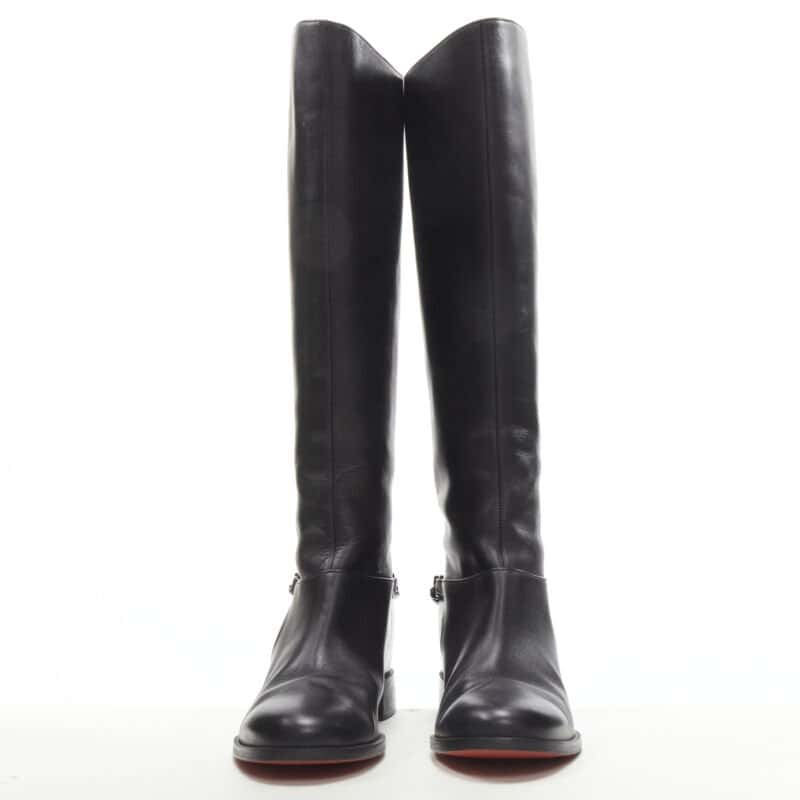 Christian Louboutin Pearl Embellished Flat Boots Black Leather Very good condition - Model View