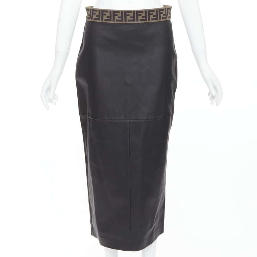Fendi Gonna Black Leather Never worn, with tag - Front View