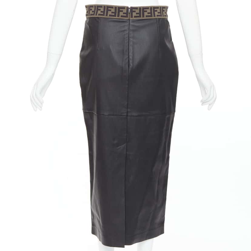 Fendi Gonna Black Leather Never worn, with tag - Box View