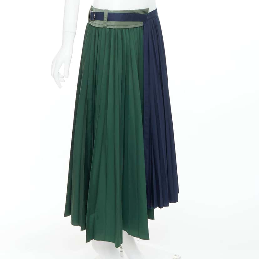 Sacai Deconstructed Pleated Skirt Green Polyester Very good condition - Inside View