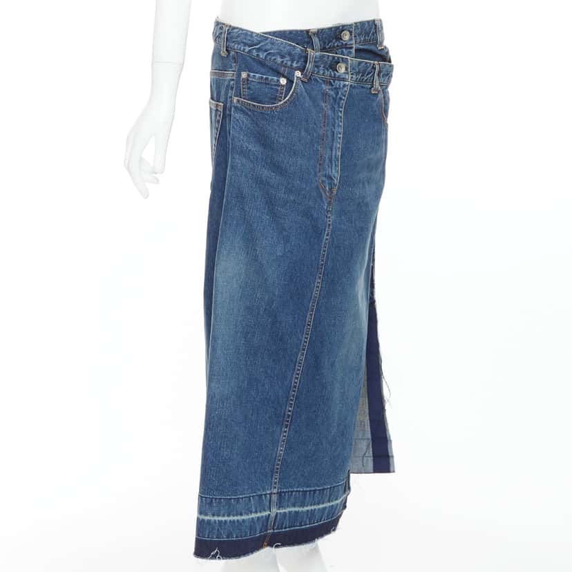 Sacai Layered Denim Skirt Blue Cotton Never worn, with tag - Inside View